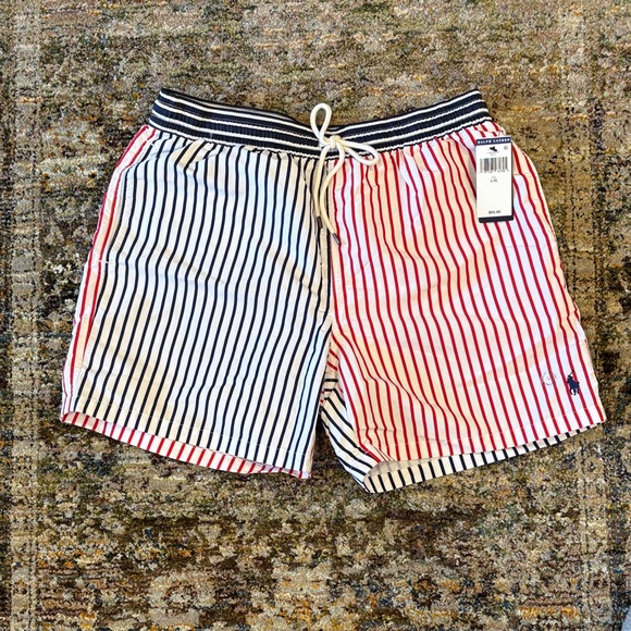 Polo Ralph Lauren Other - Polo Ralph Lauren Red and Black Striped Swim Trunks